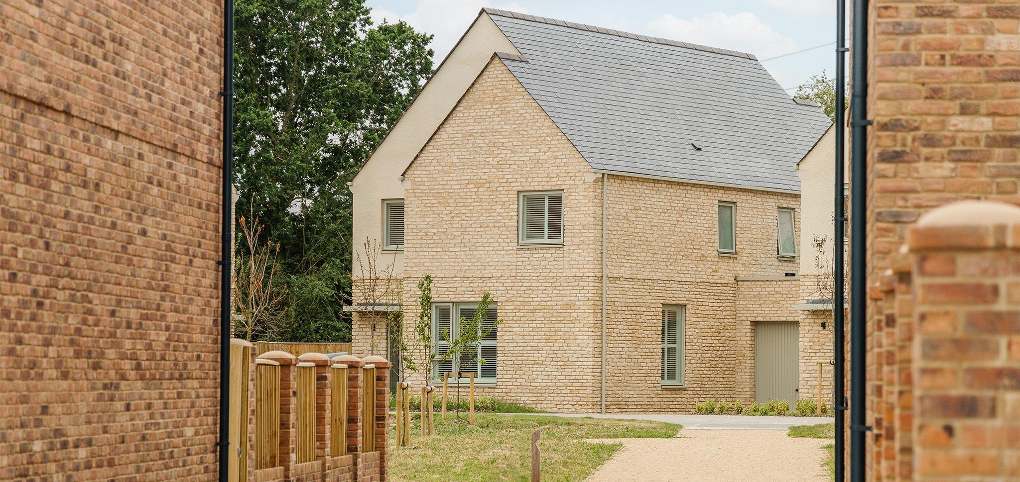 Looking at new build from a passageway